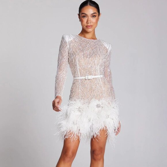 NADINE MERABI ARIA WHITE DRESS